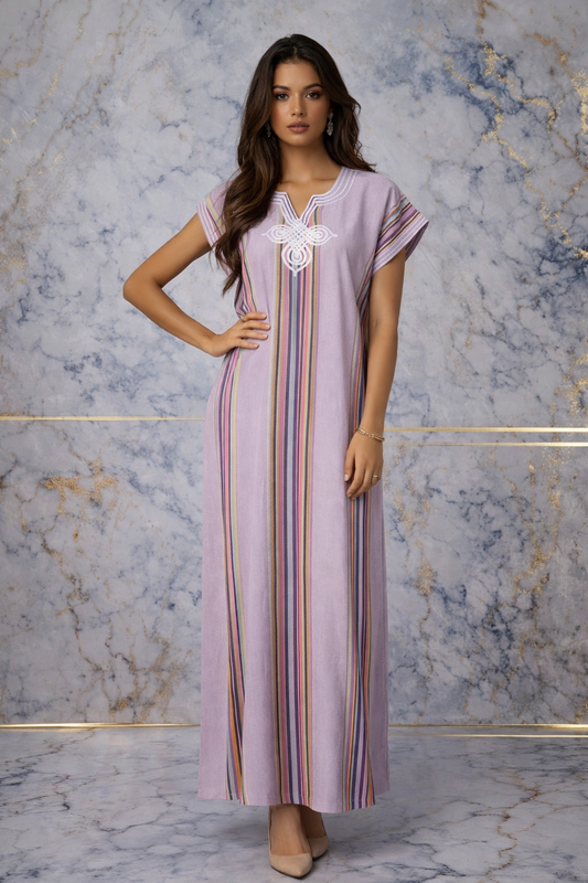 Gandoura premium marocaine rayée