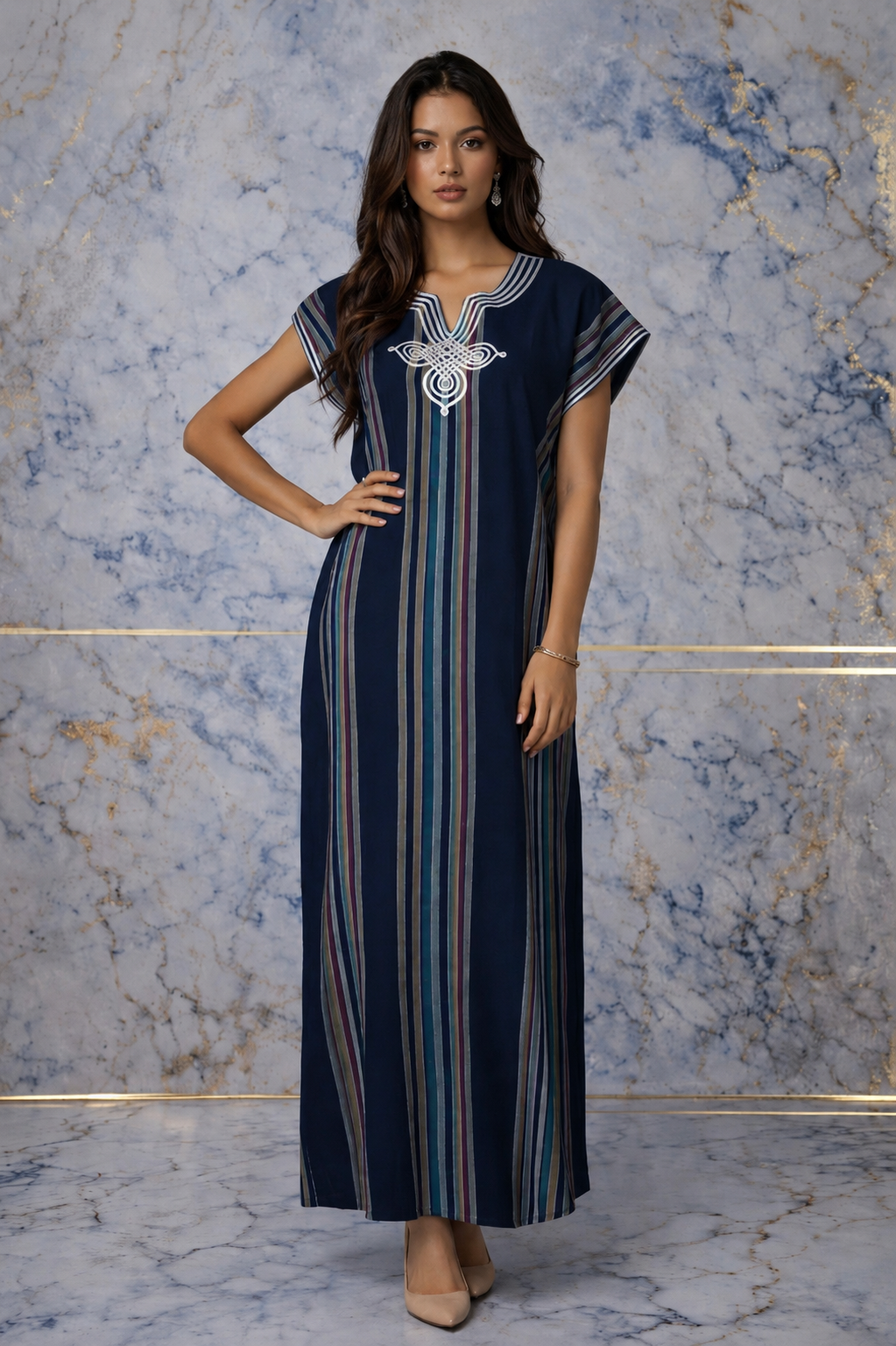 Gandoura premium marocaine rayée