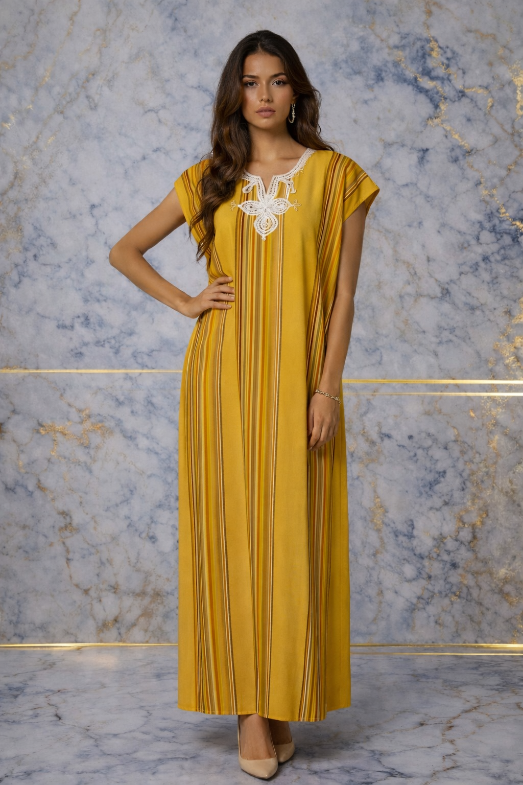 Gandoura premium marocaine rayée