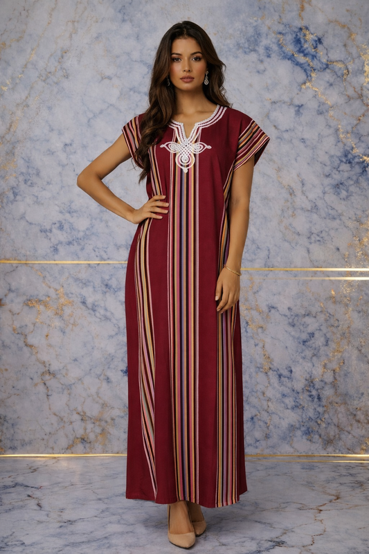 Gandoura marocaine rayée