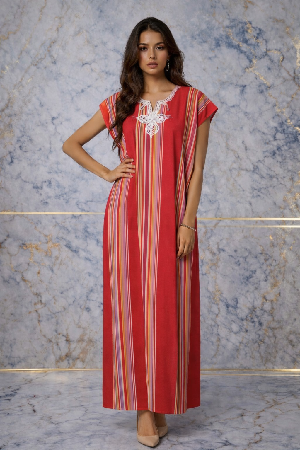 Gandoura premium marocaine rayée