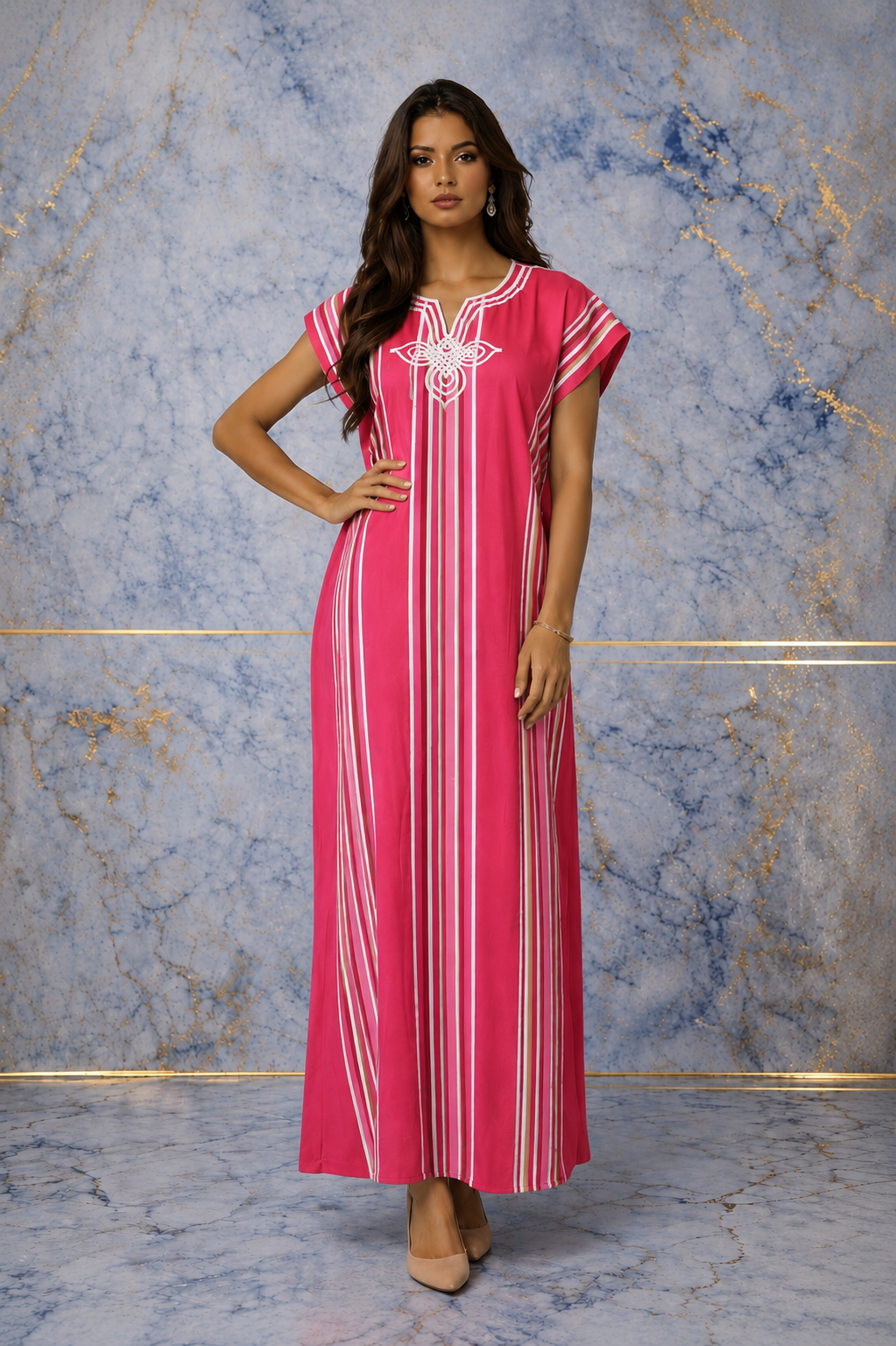 Gandoura premium marocaine rayée